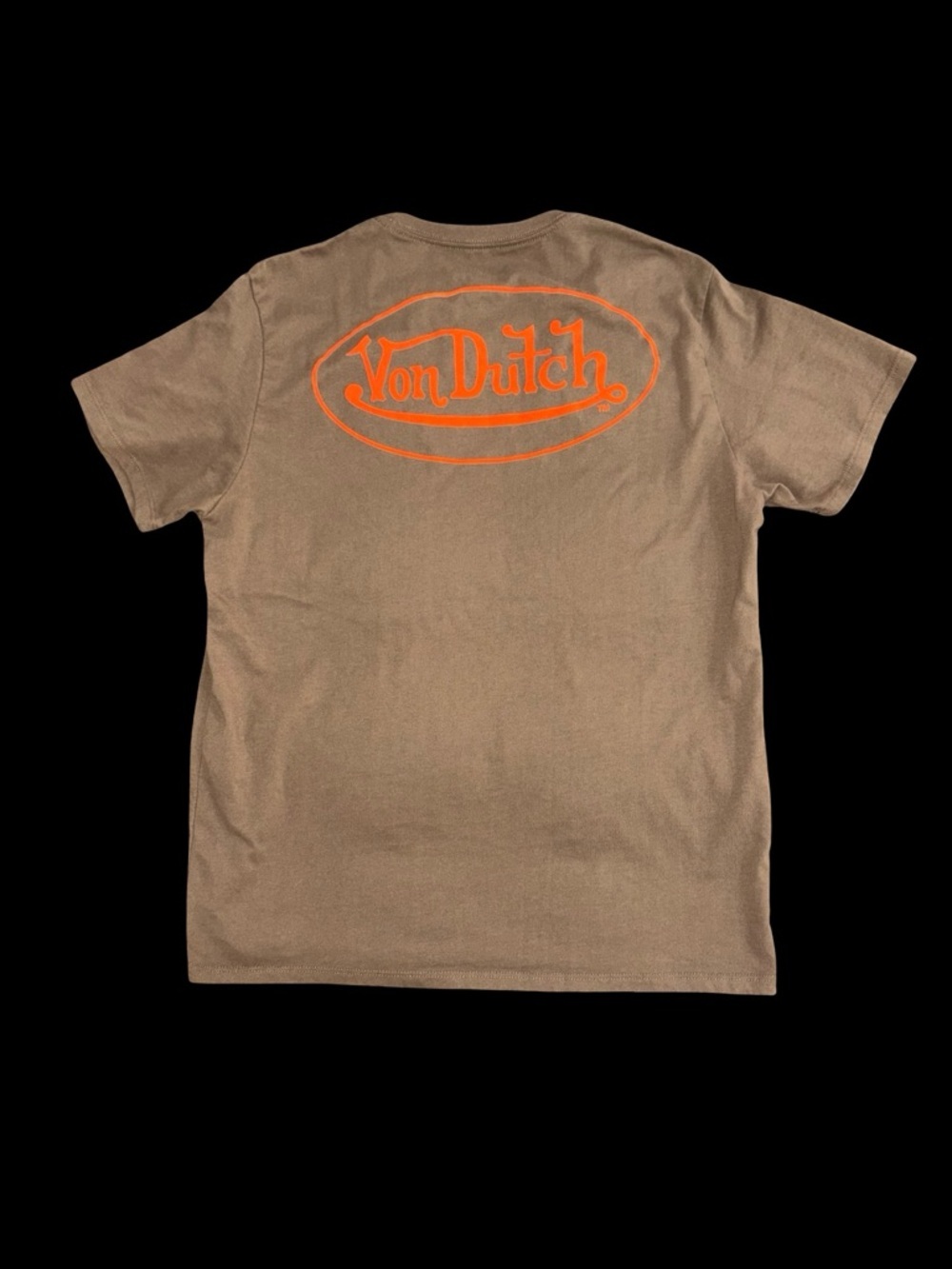 Von Dutch Brown Graphic Tee Orange Logo Y2K Streetwear Size Large - Picture 2 of 8